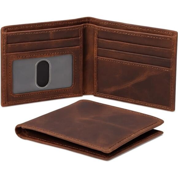 Slim Leather Wallet for Men - Mocha - Picture 1 of 7
